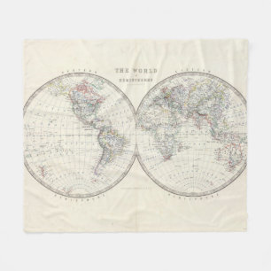 World in hemispheres fleece blanket