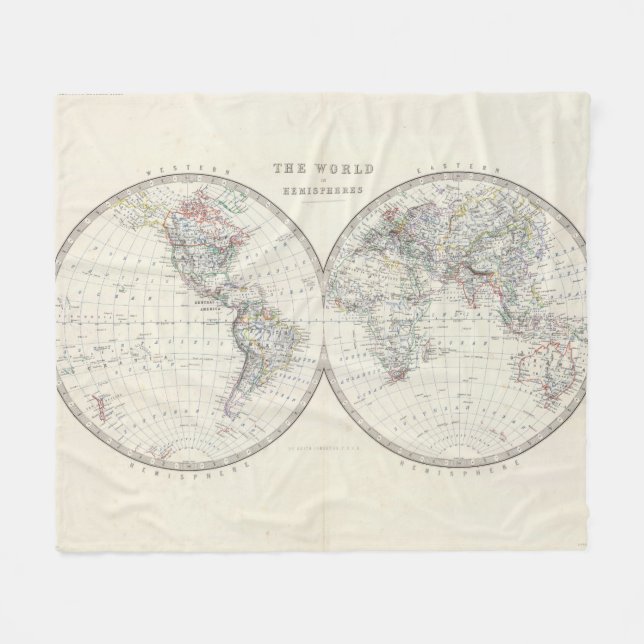 World in hemispheres fleece blanket (Front (Horizontal))