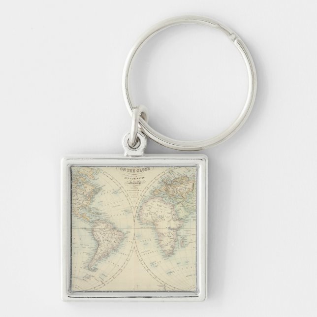 World in Hemispheres Key Ring (Front)