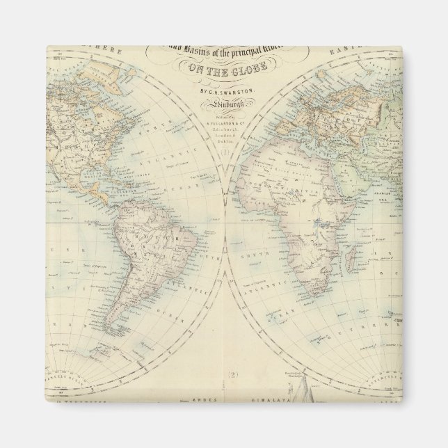 World in Hemispheres Magnet (Front)