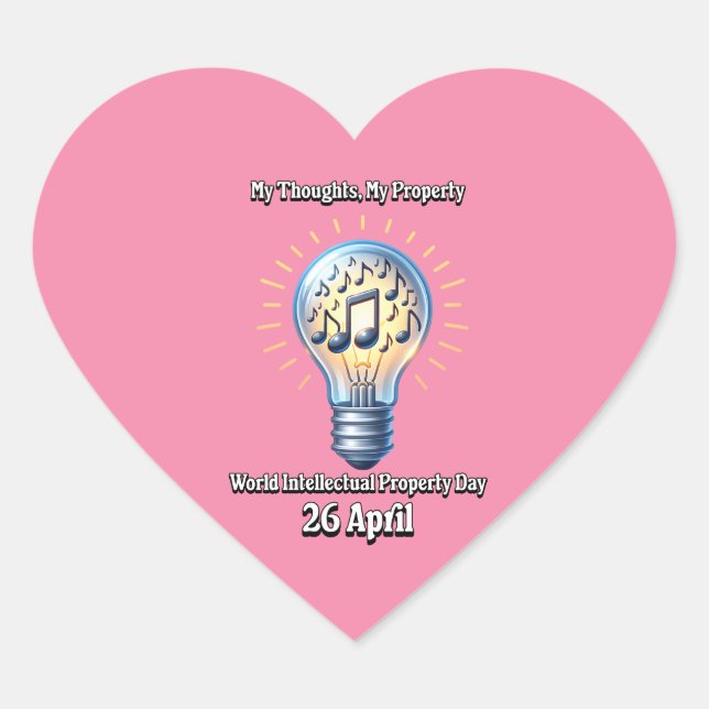 World Intellectual Property Day Heart Sticker (Front)