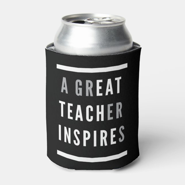 World International Teachers Day Eat Teach Inspire Can Cooler (Can Front)