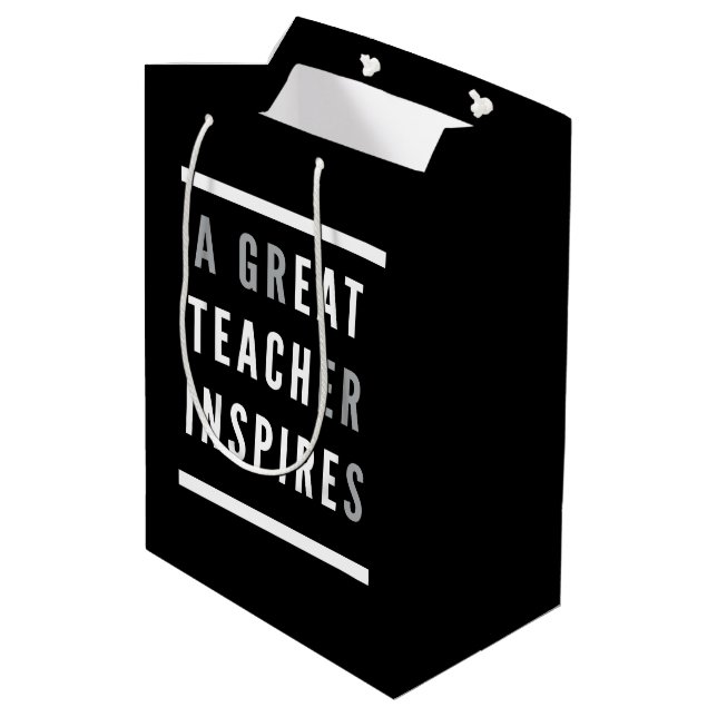 World International Teachers Day Eat Teach Inspire Medium Gift Bag (Back Angled)