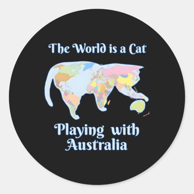 World Is A Cat Playing Map Classic Round Sticker (Front)