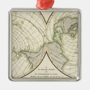 World isodynamic lines metal tree decoration