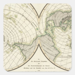 World isodynamic lines square sticker