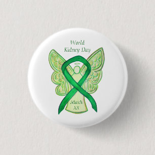 World Kidney Day Awareness Ribbon Pin Button
