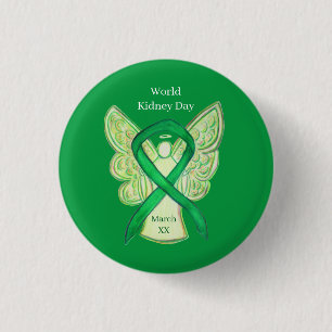 World Kidney Day Awareness Ribbon Pin Button
