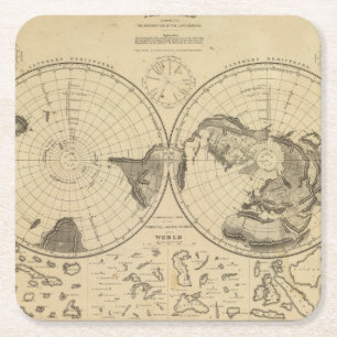 World land surface square paper coaster