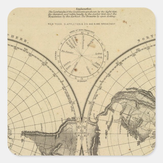 World land surface square sticker (Front)