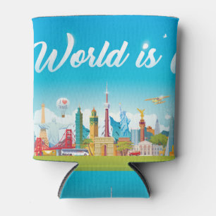 World Landmarks: Travel Vintage Set Can Cooler
