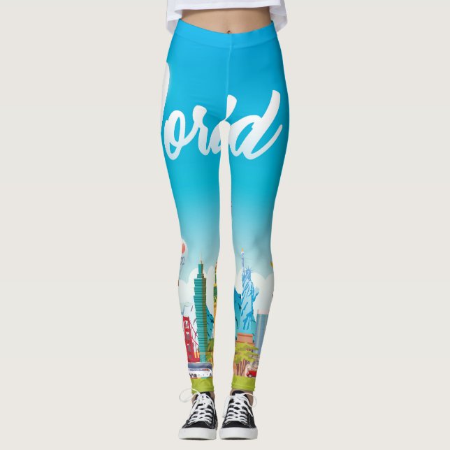 World Landmarks: Travel Vintage Set Leggings (Front)
