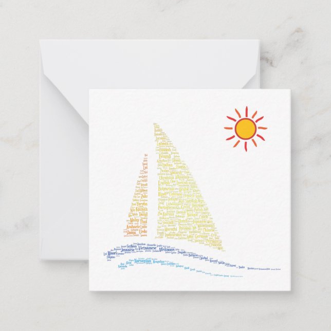 World Language Sailboat Note Card (Front)