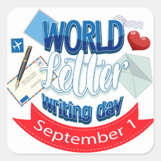 World Letter Day Square Sticker
