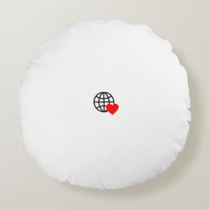 World Love Globe Heart Icon Round Cushion