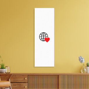 World Love Globe Icon   Heart Earth Summer Design Canvas Print