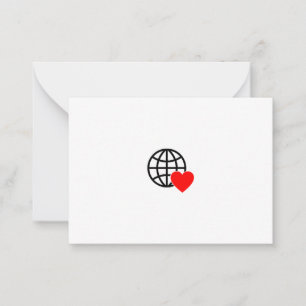 World Love Globe Icon   Heart Earth Summer Design Card
