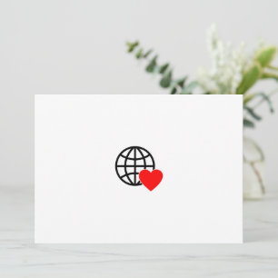 World Love Globe Icon   Heart Earth Summer Design Holiday Card