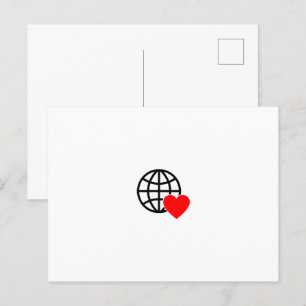 World Love Globe Icon   Heart Earth Summer Design Holiday Postcard