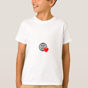 World Love Globe Icon   Heart Earth Summer Design T-Shirt