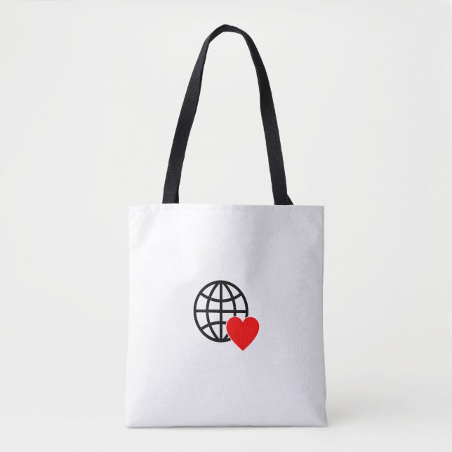 World Love Globe Icon | Heart Earth Summer Design Tote Bag (Front)