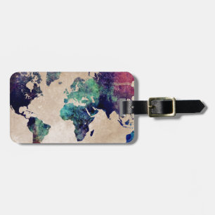 world map 10 luggage tag