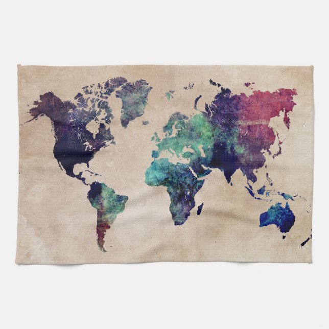 world map 10 tea towel (Horizontal)