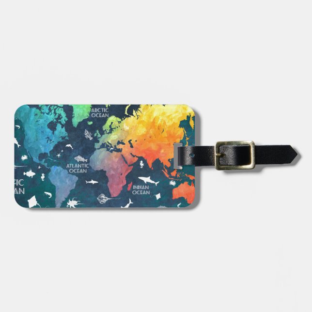 world map 12 luggage tag (Front Horizontal)