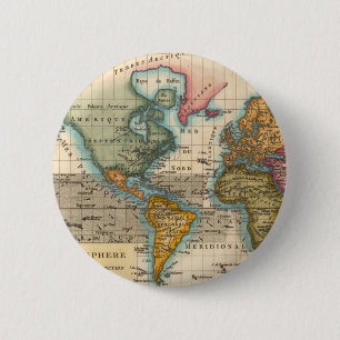 World Map 1700s Antique Continents 6 Cm Round Badge