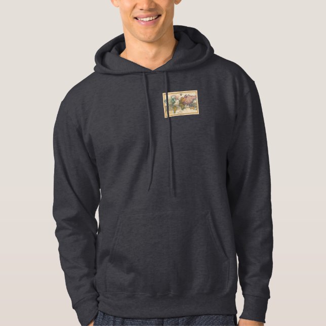 World Map 1700s Antique Continents  Hoodie (Front)
