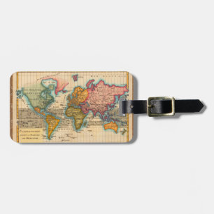 World Map 1700s Antique Continents  Luggage Tag