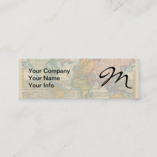 World Map 1700s Antique Continents Mini Business Card