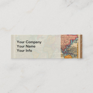 World Map 1700s Antique Continents Mini Business Card
