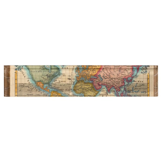 World Map 1700s Antique Continents  Nameplate (Front)