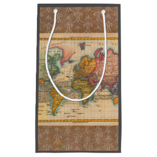 World Map 1700s Antique Continents Small Gift Bag