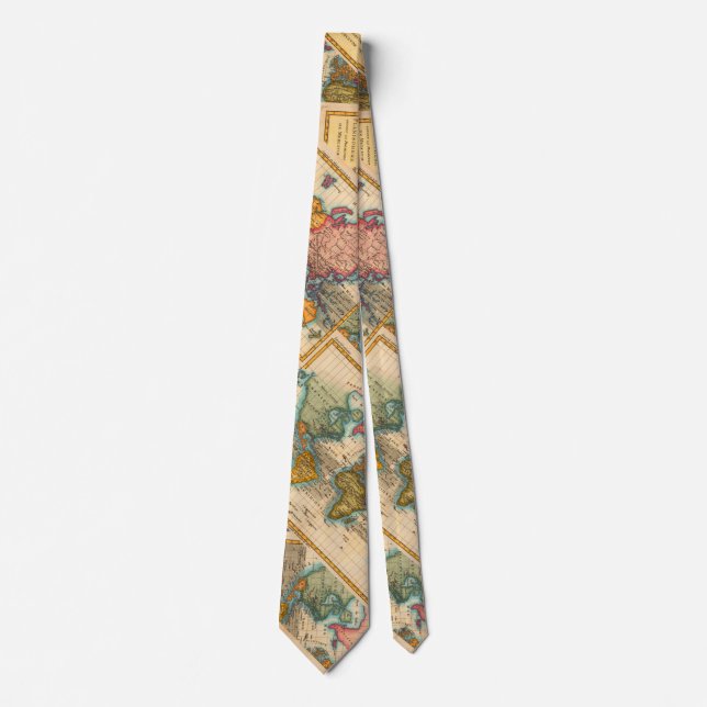 World Map 1700s Antique Continents  Tie (Front)