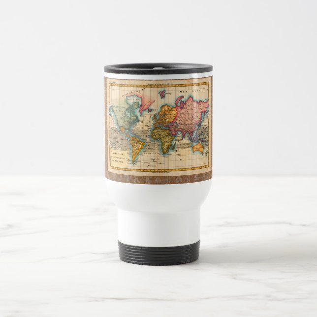 World Map 1700s Antique Continents  Travel Mug (Center)