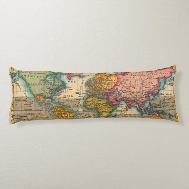 World Map 1780 Bonne Antique Planisphere  Body Cushion (Back)