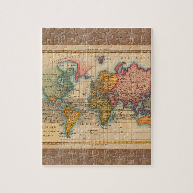 World Map 1780 Bonne Antique Planisphere  Jigsaw Puzzle (Vertical)