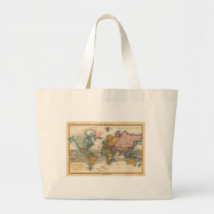 World Map 1780 Bonne Antique Planisphere Large Tote Bag