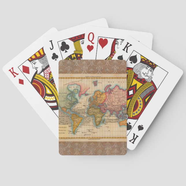 World Map 1780 Bonne Antique Planisphere  Playing Cards (Back)