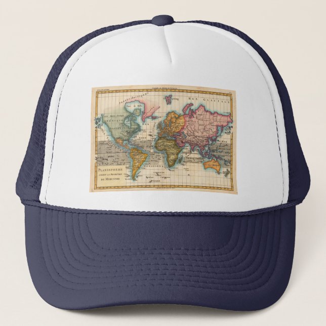 World Map 1780 Bonne Antique Planisphere  Trucker Hat (Front)