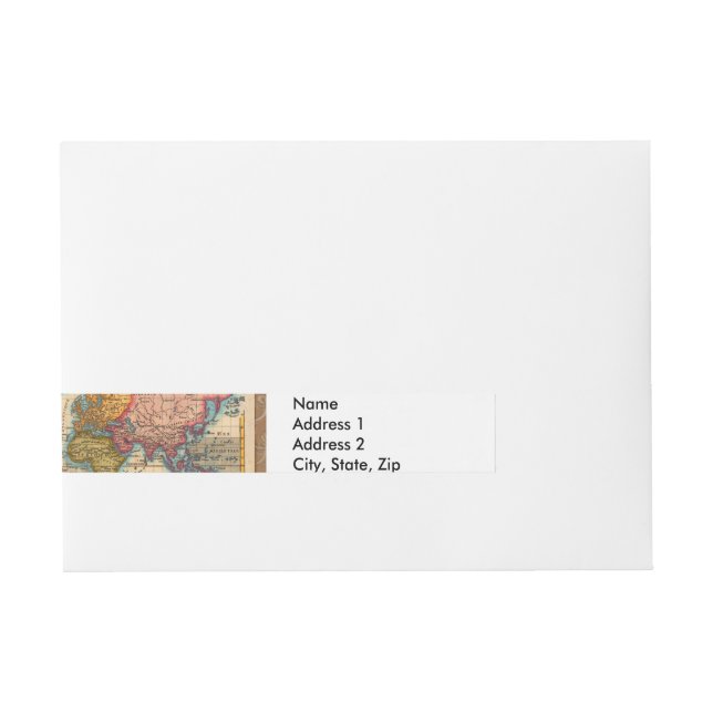 World Map 1780 Bonne Antique Planisphere  Wraparound Address Label (Front)