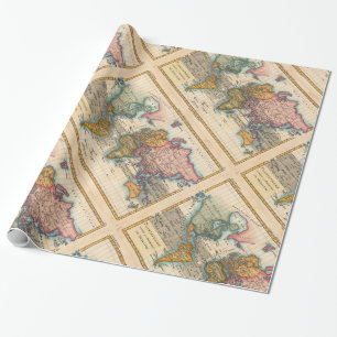 World Map 1780 Bonne Antique Planisphere Wrapping Paper