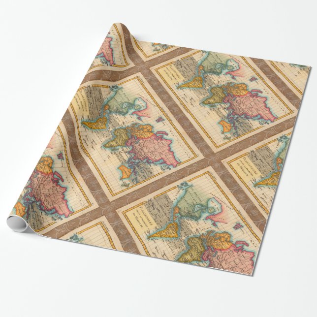 World Map 1780 Bonne Antique Planisphere  Wrapping Paper (Unrolled)