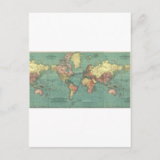 World map 1919 postcard