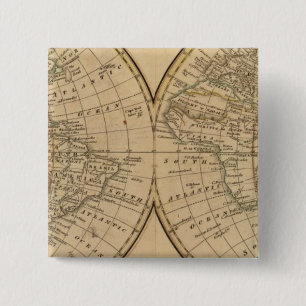 World Map 3 15 Cm Square Badge