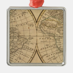 World Map 3 Metal Tree Decoration
