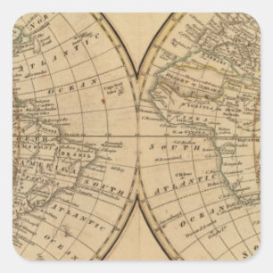 World Map 3 Square Sticker
