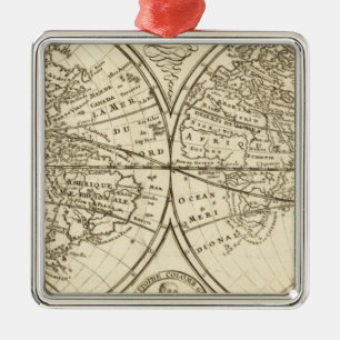 World Map 4 Metal Tree Decoration